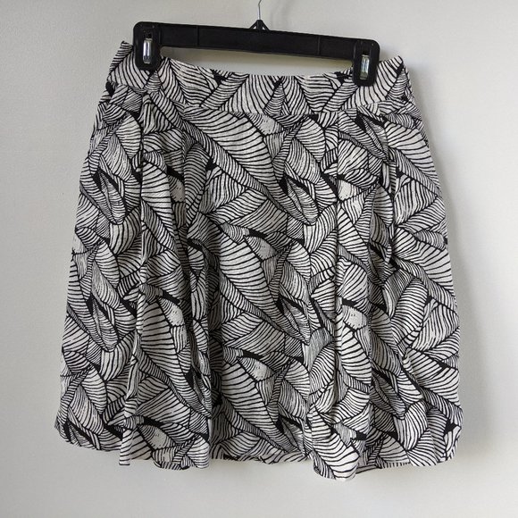 LOFT 100% Linen Leaf Print Skirt - Picture 1 of 9